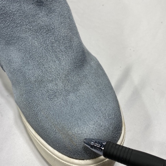 Soda Light Blue Microsuede Platform Heeled Zipper Side Sneakers - Picture 9 of 9